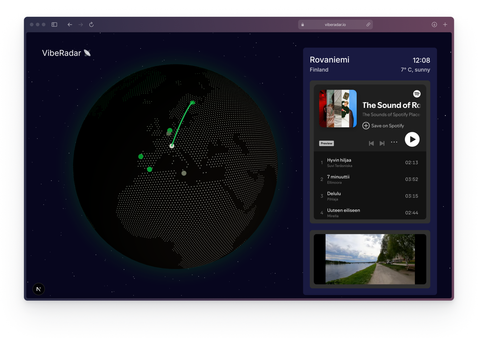 Screenshot of VibeRadar